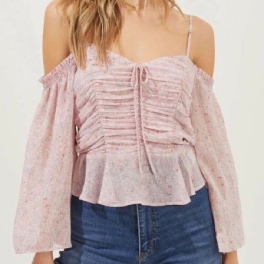 Astr the Label off the shoulder, tie front, top